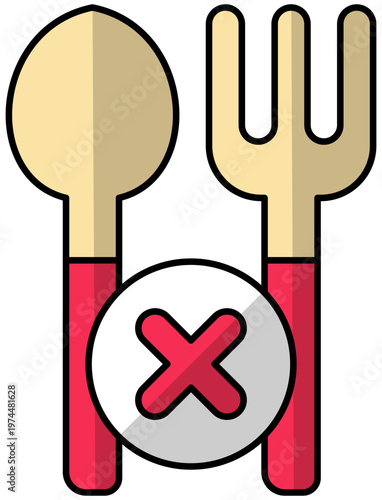 Fasting No Eating Icon Editable Color Vector
