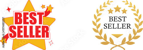 Best seller icon set vector design premium badge label sticker emblem tag symbol shopping e-commerce marketing sale product award sign bestseller mark collection group isolated.