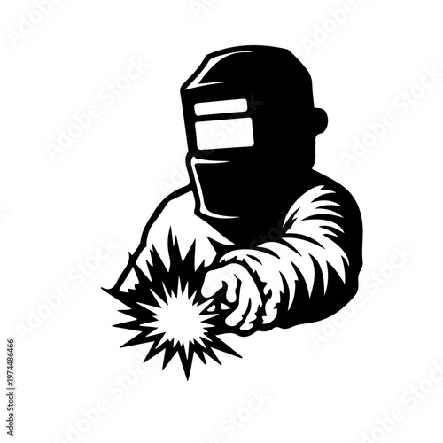 welder with welding mask