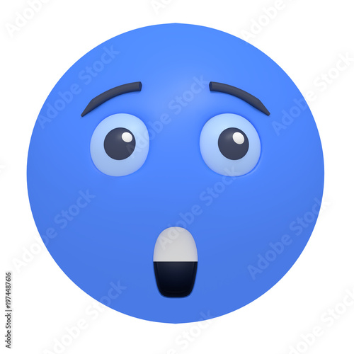 Surprised Blue Emoji Face