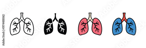Human lungs anatomy icon vector. Respiratory system, pulmonary health, internal organ, breathing, and medical healthcare symbol. Vector Illustration.