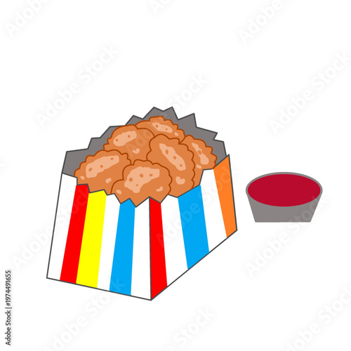 chicken nuggets fries restaurant junk food unhealthy tasty diet with sauce.eps