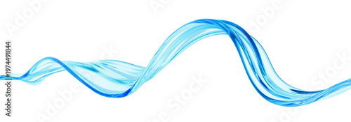Liquid glass transparent wave ribbon. Fluid flow line curve shape