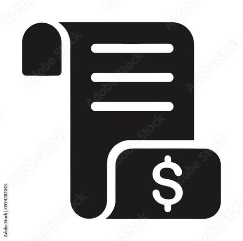 Vector of a document with a dollar symbol indicating financial or billing themes.