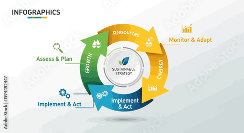 Circular Infographic Illustrating Sustainable Strategy Cycle.