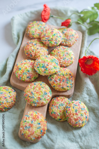 sweet home made Sugar cookies with sprinkles 