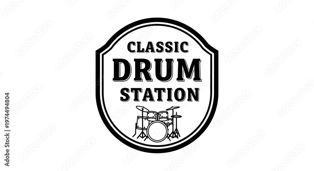 Obraz premium Drum Station Logo With Drums.