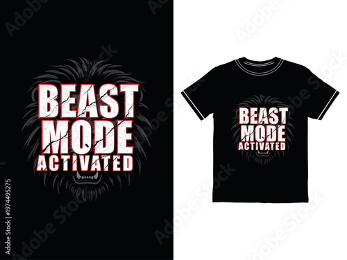 Beast mode activated t-shirt design with lion graphic