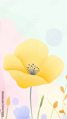 Delicate Pastel Flower Elegance A Watercolor Illustration of an Artistic Yellow Bloom in Soft Hues