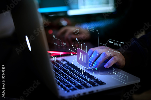 Fotografie AI technology on laptop screen