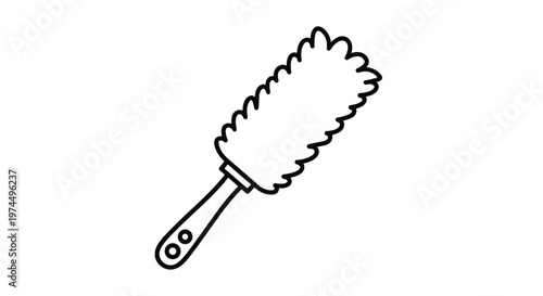 Simple line drawing of a duster highlights household cleaning tools and hygiene maintenance concepts in a clean and minimal graphic style.