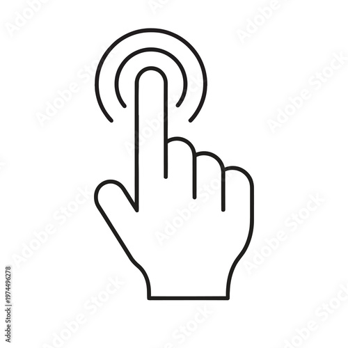 Vector of a hand with index finger extended and touching a surface