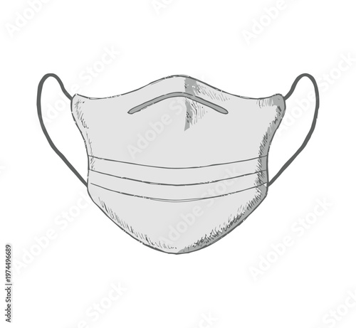 Vector of a white surgical mask with elastic ear loops designed for protection