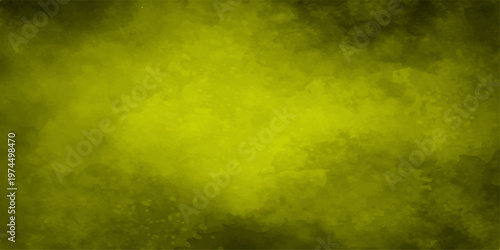 Abstract green grunge background features a dark textured design with a smoky cloud of orange fire and heat light