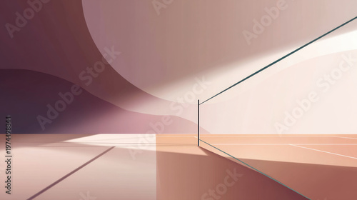 Abstract tennis background for sport game illustration with copy space in minimalist style. Tennis court top view. Ideal for sports events, competitions, poster, background