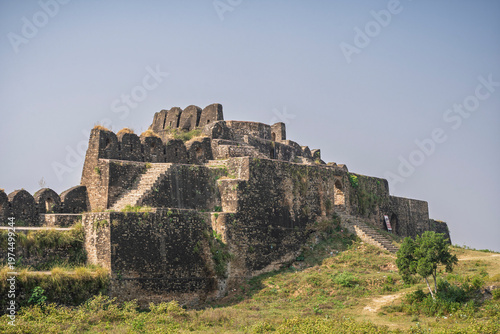 Landscape view of Phansi Ghat stone building in ramparts of UNESCO World Heritage medieval Rohtas fort, Jhelum, Punjab, Pakistan