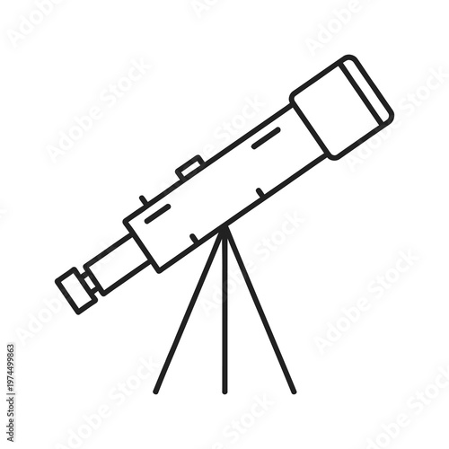 Vector icon of an astronomical telescope mounted on a tripod for stargazing and observation