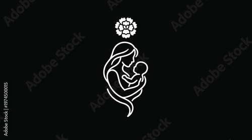Minimalist Mother and Child Logo with Floral Element