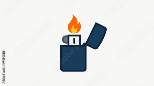 Flat Design Lighter with Flame