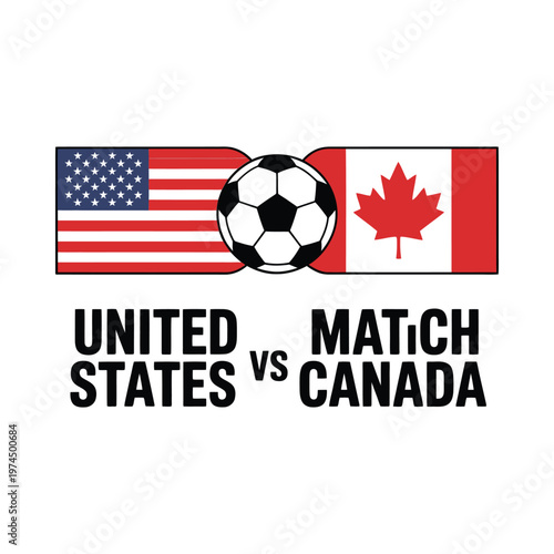 A soccer match graphic featuring the flags of the united states and canada