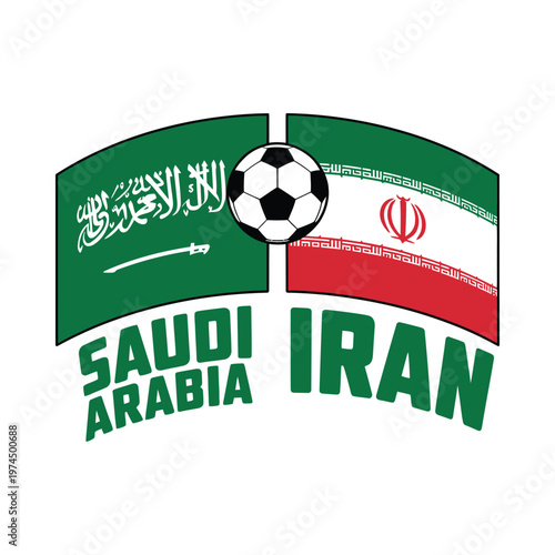 Saudi Arabia versus Iran A football rivalry depicted with national flags