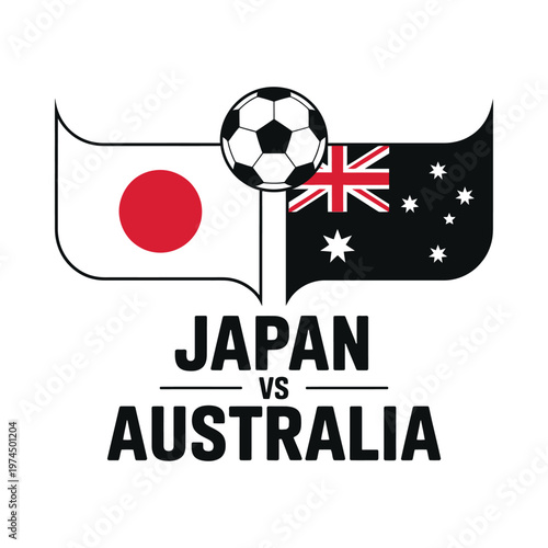 Japan versus Australia A soccer match represented by national flags