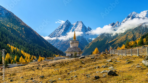 Siguniangshan in autumn, Sichuan in China.