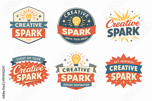 Creative spark branding concept for advertising inspiration, developing new ideas, and lighting up innovation