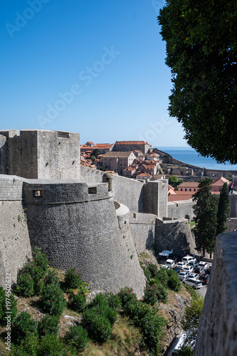 View of the old town of dubrovnik. Vertical photo. Famouse Buza Gate, Dubrovnik. Croatia.