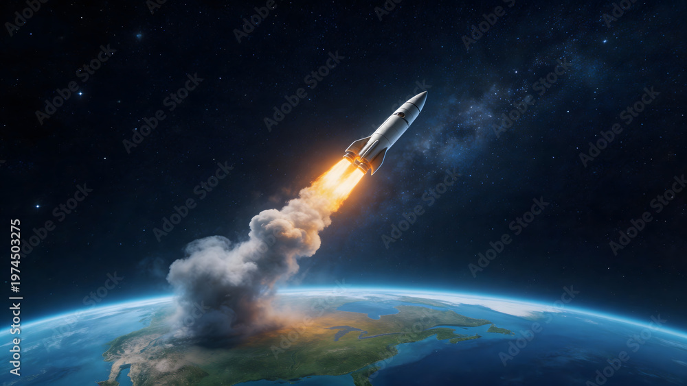 Obraz premium Rocket Launching into Space