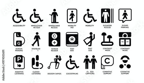 Accessibility Icons Set for Inclusive Design and Technology Support