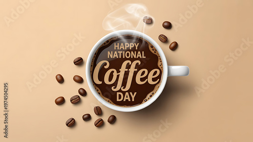 Celebrate national coffee day with a hot cup and beans