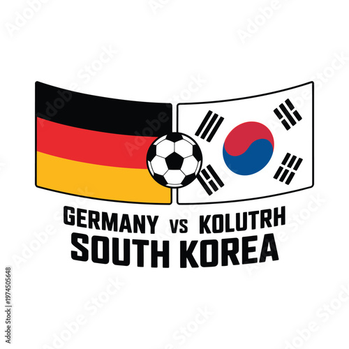 Germany versus South Korea A soccer rivalry illustrated with flags and ball