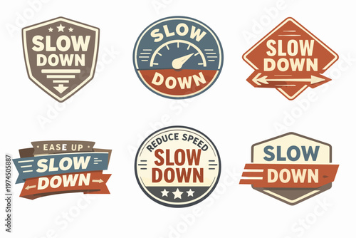 Designing a set of slow down badges and emblems, offering driver warnings and promoting safety on the road