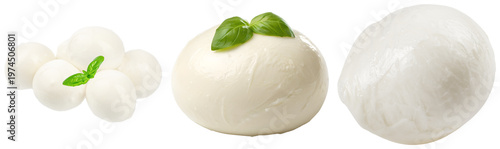 Tableau sur toile Delicious fresh mozzarella cheese assortment photograph, isolated on a transparent background