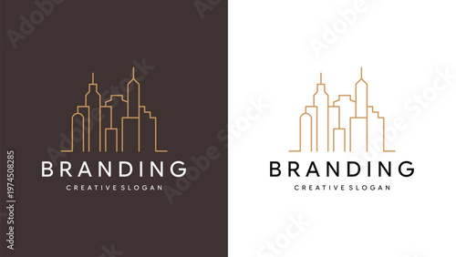 Professional Apartment Logo Template Vector Minimalist Line Art Style for Property Agencies and Building Developers