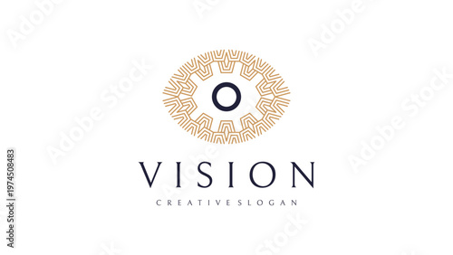 Luxurious Geometric Abstract Eye Logo with Minimalist Gold Ornament for a Trusted Modern Business Identity