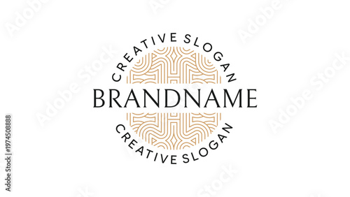 Modern Abstract Circular Ornament Vector Graphic in Art Deco Aesthetic for High End Fashion and Boutique