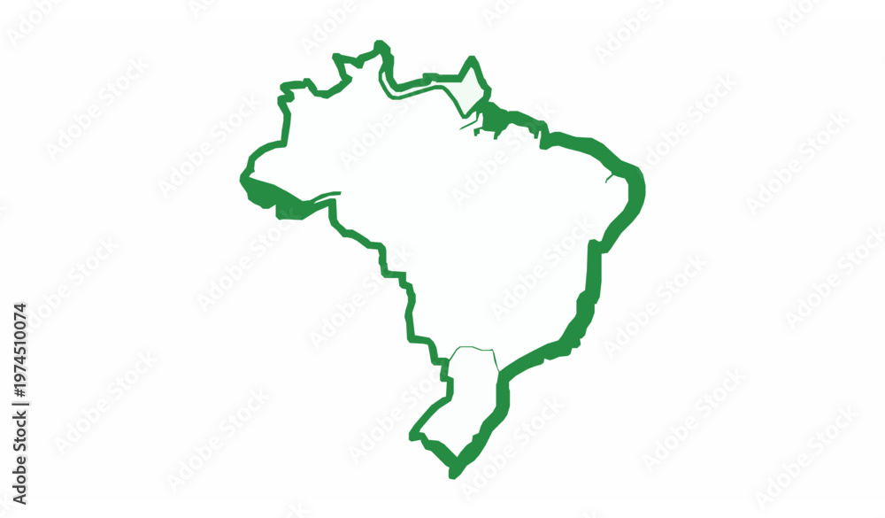 Fototapeta premium Brazil country vector map outline isolated illustration