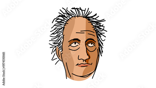 Johann Wolfgang von Goethe portrait, flat vector illustration