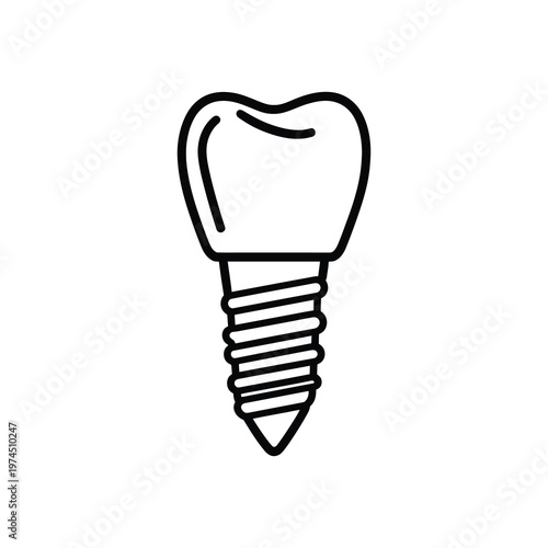 Vector of a dental implant with a tooth and screw design