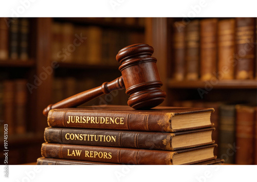 wooden gavel and books