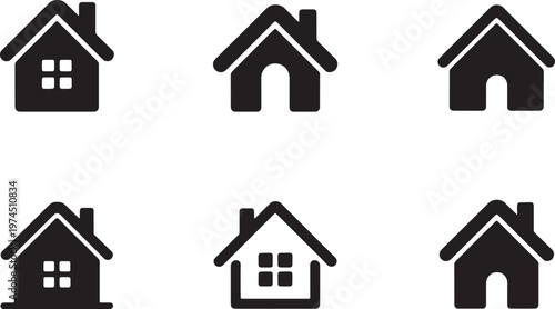 Home icons set with house silhouettes for property real estate website interfaces applications and digital design layout.. vector illustration