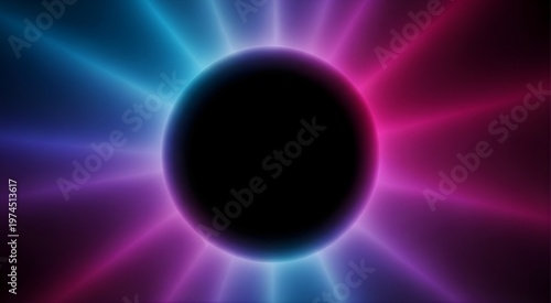 Abstract glowing sphere with radiating blue and pink light abstract background light effect dark background swirling lights energetic background digital art color explosion