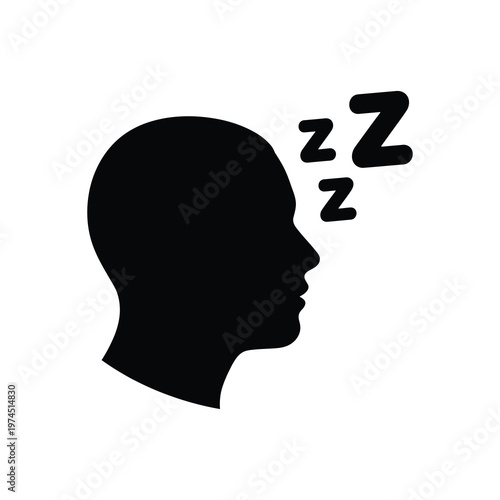Vector silhouette of a head with three z's indicating sleep or tiredness.
