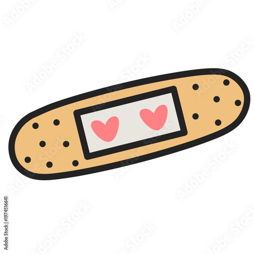 Illustration of Band Aid with Hearts
