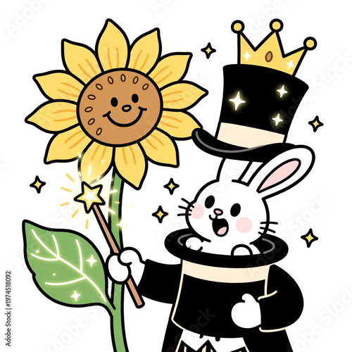 Sunflower & panda magic show cute party graphic