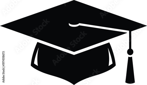 Silhouette of a graduation cap with tassel black and white mortarboard academic graduation education learning