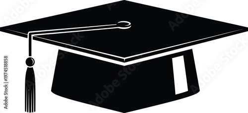 Iconic black silhouette of a traditional graduation cap with a tassel, representing educational journey and goals