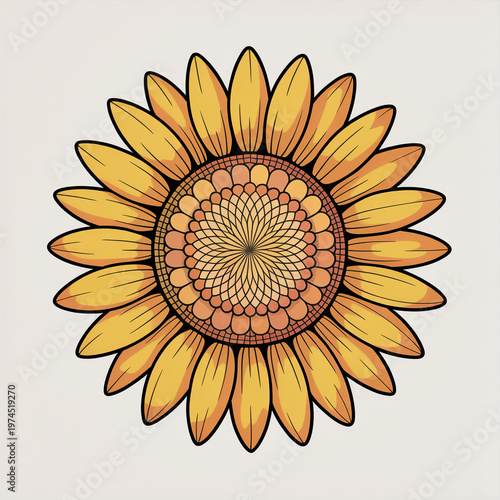 Sunflower mandala pattern geometric floral art